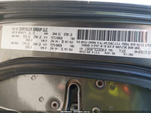 45935003 :رقم المزاد ، 1C6RD6FT5CS323010 vin ، 2012 Ram 1500 St مزاد بيع