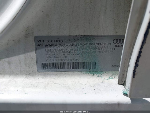 Aukcja sprzedaży 2009 Audi A4 3.2 Premium Plus, vin: WAULK78KX9A105851, numer aukcji: 45935039