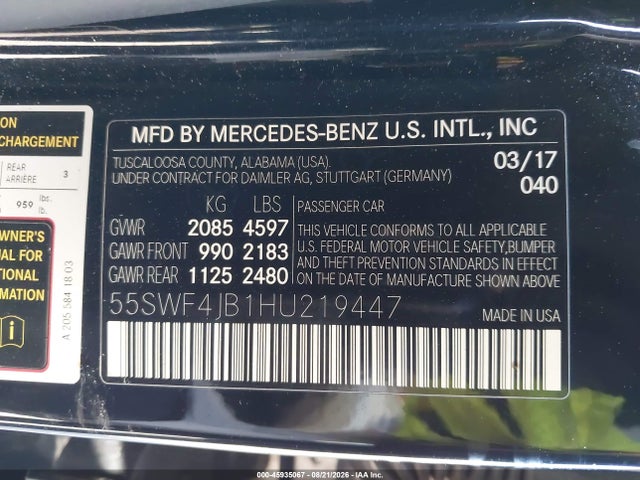 55SWF4JB1HU219447 Mercedes-Benz C 300