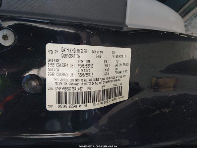 45935071 :رقم المزاد ، 3A4FY58BX7T541487 vin ، 2007 Chrysler Pt Cruiser Touring مزاد بيع