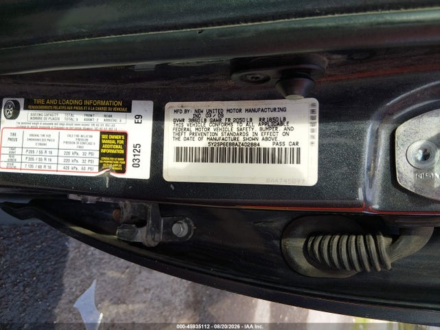 Aukcja sprzedaży 2010 Pontiac Vibe, vin: 5Y2SP6E88AZ402884, numer aukcji: 45935112