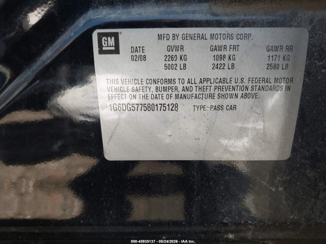 Продажа на аукционе авто 2008 Cadillac Cts Awd W/1sa, vin: 1G6DG577580175128, номер лота: 45935137