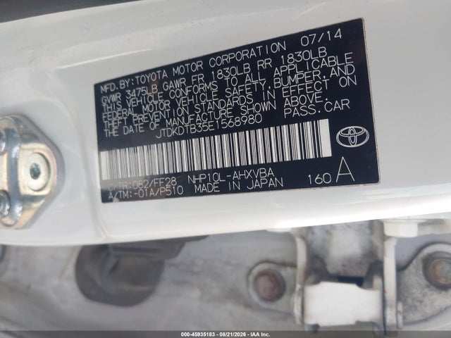 Продажа на аукционе авто 2014 Toyota Prius C Two, vin: JTDKDTB35E1568980, номер лота: 45935183