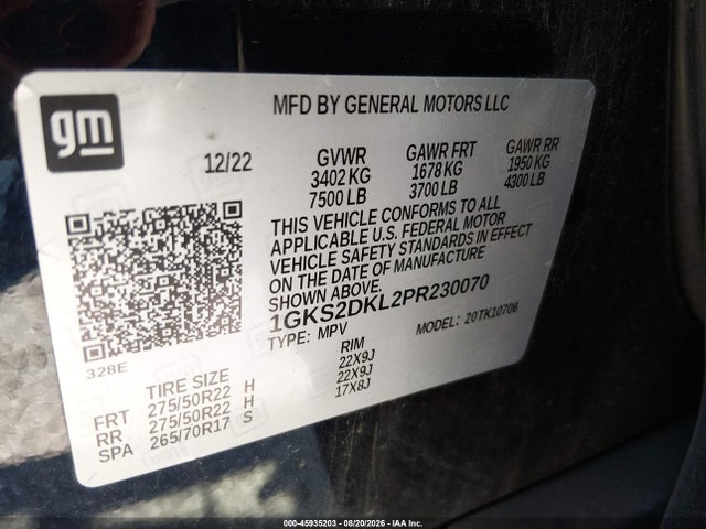 Продажа на аукционе авто 2023 Gmc Yukon 4wd Denali, vin: 1GKS2DKL2PR230070, номер лота: 45935203