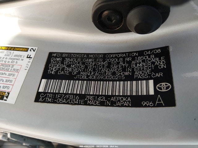 Продажа на аукционе авто 2009 Toyota Corolla Le, vin: JTDBL40E69J020215, номер лота: 45935280
