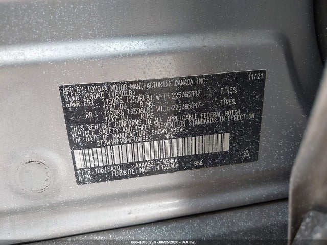 Aukcja sprzedaży 2021 Toyota Rav4 Xle, vin: 2T3W1RFV0MC168982, numer aukcji: 45935289