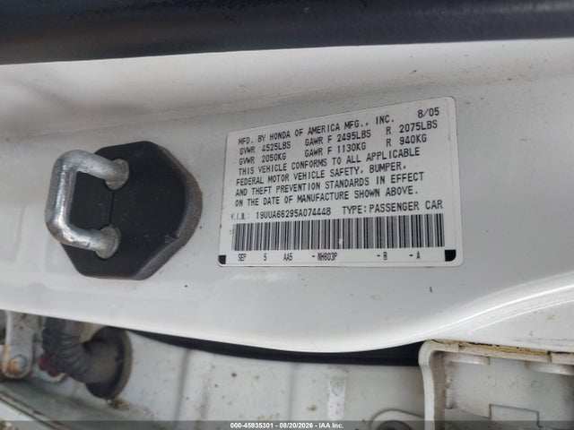Aukcja sprzedaży 2005 Acura Tl, vin: 19UUA66295A074448, numer aukcji: 45935301