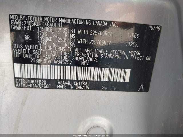 Toyota RAV4 LE 2018 2T3BFREV0JW845752 Image 9