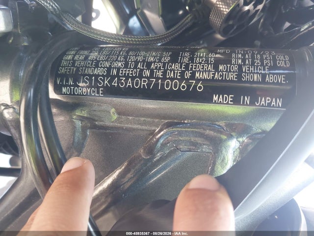 45935367 :رقم المزاد ، JS1SK43A0R7100676 vin ، 2024 Suzuki Dr-z400 S مزاد بيع