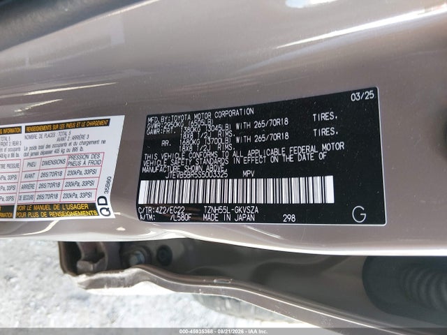 Продаж на аукціоні авто 2025 Toyota 4runner Hybrid Trd Pro, vin: JTEVB5BR5S5003325, номер лоту: 45935368