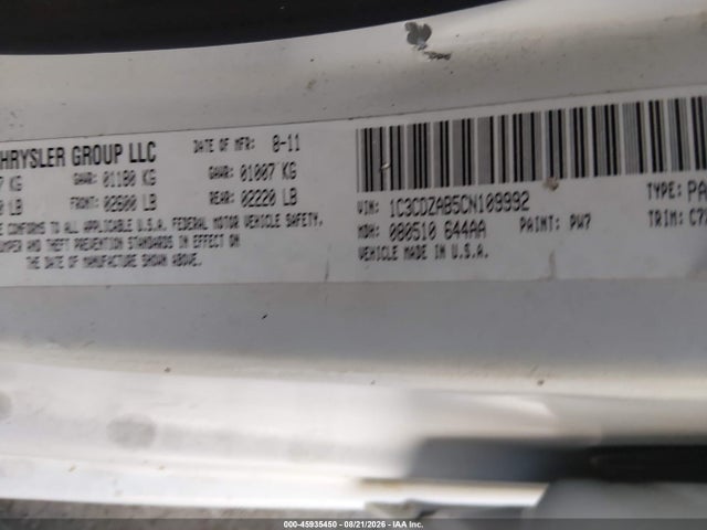 Aukcja sprzedaży 2012 Dodge Avenger Se, vin: 1C3CDZAB5CN109992, numer aukcji: 45935450