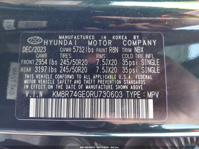 Продажа на аукционе авто 2024 Hyundai Palisade Calligraphy, vin: KM8R74GE0RU730603, номер лота: 45935478