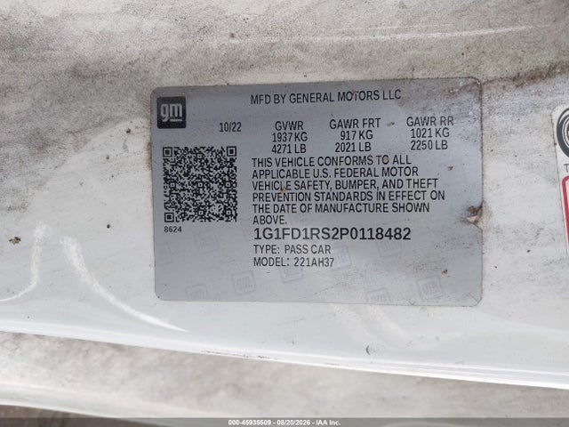 Продажа на аукционе авто 2023 Chevrolet Camaro Rwd  2lt, vin: 1G1FD1RS2P0118482, номер лота: 45935509