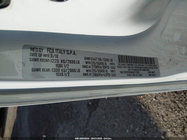 45935538 :رقم المزاد ، ZFBERFBB8J6L73303 vin ، 2018 Ram Promaster City Tradesman Slt مزاد بيع