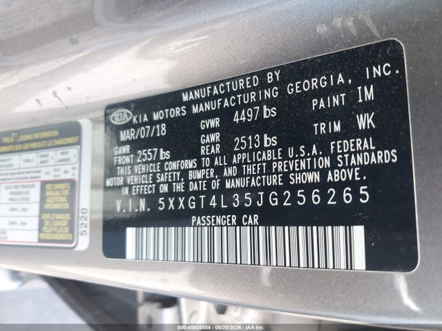 KIA Optima Lx 2018 5XXGT4L35JG256265 Image 9