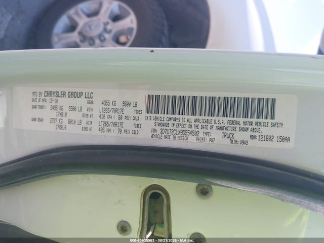 2011 Ram Ram 2500 Slt მანქანა იყიდება აუქციონზე, vin: 3D7UT2CLXBG554502, აუქციონის ნომერი: 45935563