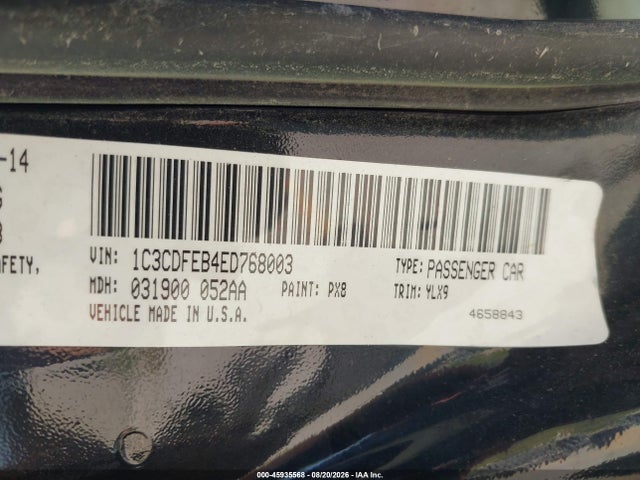 2014 Dodge Dart Gt მანქანა იყიდება აუქციონზე, vin: 1C3CDFEB4ED768003, აუქციონის ნომერი: 45935568