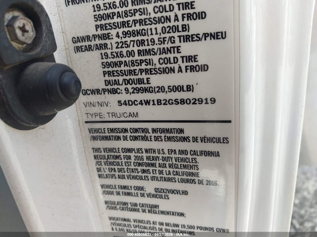 Продажа на аукционе авто 2016 Isuzu Npr Hd Gas Reg, vin: 54DC4W1B2GS802919, номер лота: 45935633