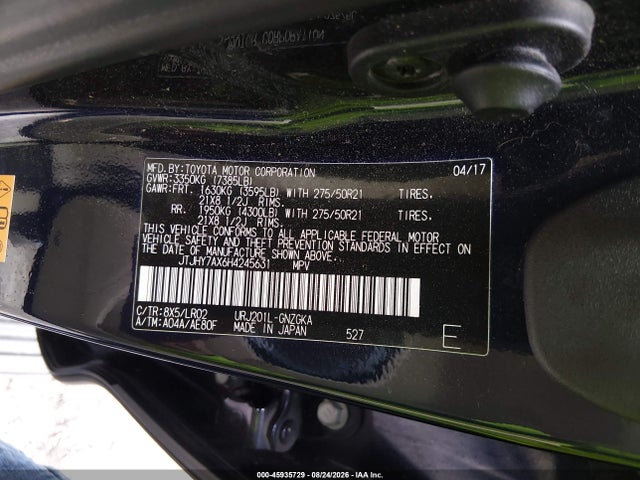 Продажа на аукционе авто 2017 Lexus Lx 570, vin: JTJHY7AX6H4245631, номер лота: 45935729