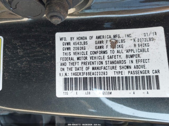 45935772 :رقم المزاد ، 1HGCR3F89EA020283 vin ، 2014 Honda Accord Ex-l V-6 مزاد بيع