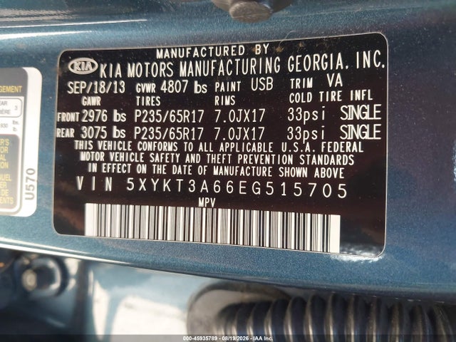 KIA SORENTO LX 2014 5XYKT3A66EG515705 Image 9