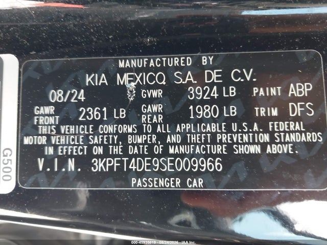 Продаж на аукціоні авто 2025 Kia K4 Lx/lxs, vin: 3KPFT4DE9SE009966, номер лоту: 45935819