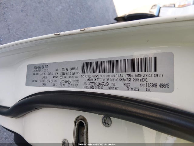 45935874 :رقم المزاد ، 3C63RRGL1KG673294 vin ، 2019 Ram 3500 Tradesman مزاد بيع