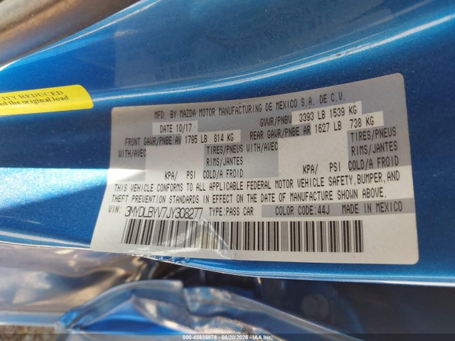 2018 Toyota Yaris Ia მანქანა იყიდება აუქციონზე, vin: 3MYDLBYV7JY308277, აუქციონის ნომერი: 45935878
