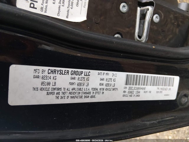 2011 Dodge Charger მანქანა იყიდება აუქციონზე, vin: 2B3CL3CGXBH544648, აუქციონის ნომერი: 45935895