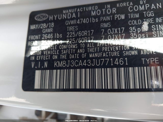 Hyundai TUCSON SEL 2018 KM8J3CA43JU771461 Image 9