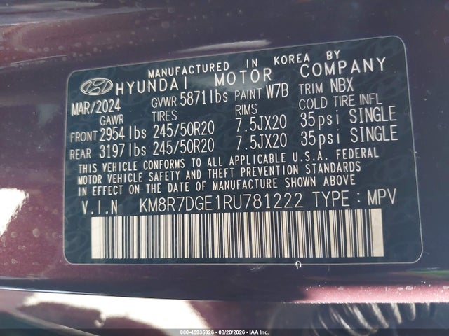 Hyundai Palisade Calligraphy 2024 KM8R7DGE1RU781222 Image 9