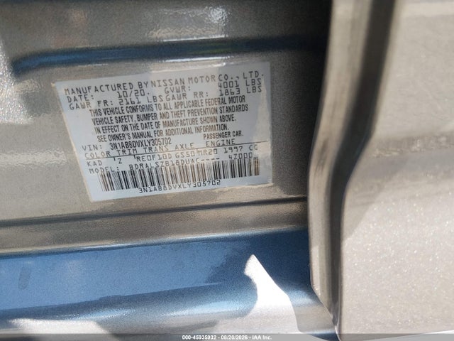 45935932 :رقم المزاد ، 3N1AB8DVXLY305702 vin ، 2020 Nissan Sentra Sr Xtronic Cvt مزاد بيع