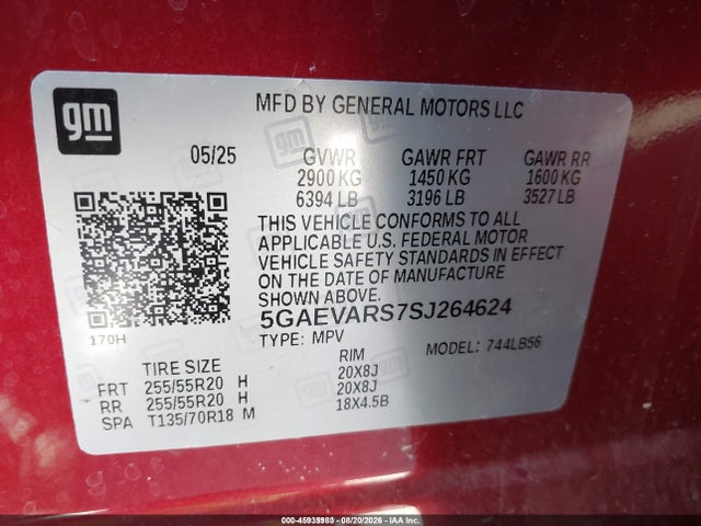 Продажа на аукционе авто 2025 Buick Enclave Preferred Fwd, vin: 5GAEVARS7SJ264624, номер лота: 45935983
