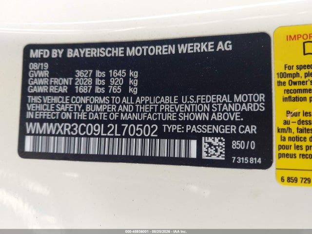 Mini Hardtop Cooper 2020 WMWXR3C09L2L70502 Image 9