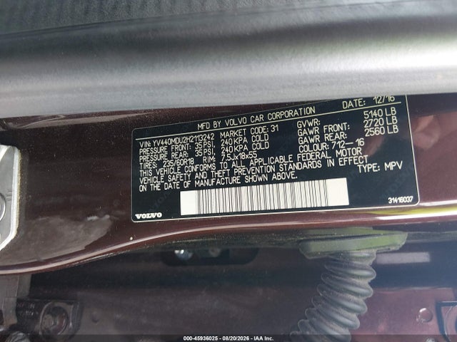 Aukcja sprzedaży 2017 Volvo Xc60 T5 Inscription, vin: YV440MDU2H2113242, numer aukcji: 45936025