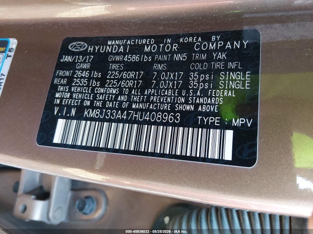 Продаж на аукціоні авто 2017 Hyundai Tucson Se, vin: KM8J33A47HU408963, номер лоту: 45936032