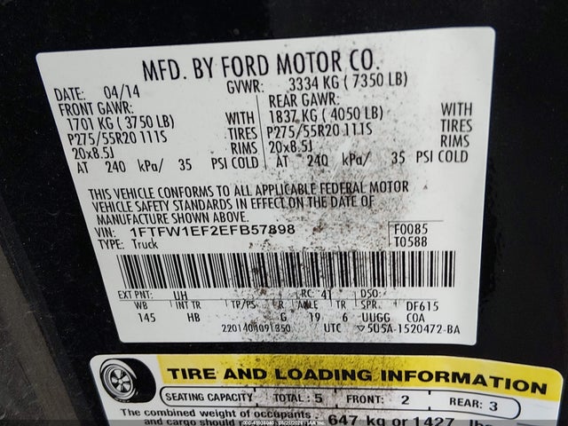 Aukcja sprzedaży 2014 Ford F-150 Lariat, vin: 1FTFW1EF2EFB57898, numer aukcji: 45936040
