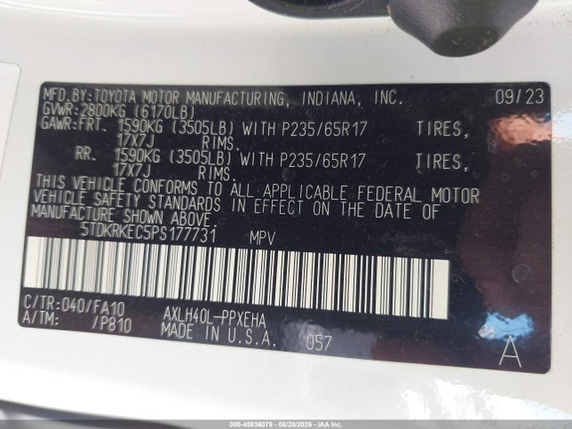 Toyota SIENNA LE 2023 5TDKRKEC5PS177731 Image 9