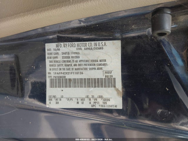 Продаж на аукціоні авто 2001 Ford Mustang Gt, vin: 1FAFP42X21F118126, номер лоту: 45936103