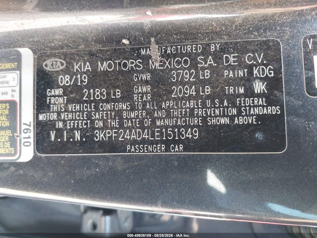 KIA Forte Lxs 2020 3KPF24AD4LE151349 Image 9