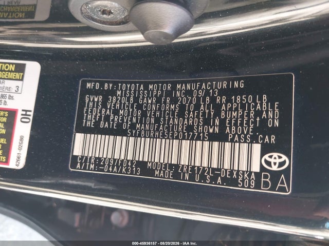 5YFBURHE5EP017715 Toyota Corolla S Plus