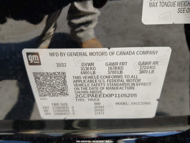 Продаж на аукціоні авто 2023 Chevrolet Silverado 1500 2wd  Short Bed Ltz, vin: 2GCPAEED0P1105205, номер лоту: 45936186