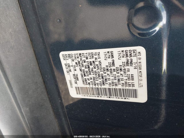 Aukcja sprzedaży 2016 Nissan Rogue Sv, vin: JN8AT2MT1GW020667, numer aukcji: 45936193
