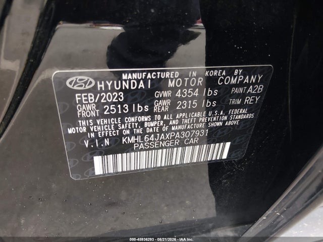 Продаж на аукціоні авто 2023 Hyundai Sonata Sel, vin: KMHL64JAXPA307931, номер лоту: 45936293