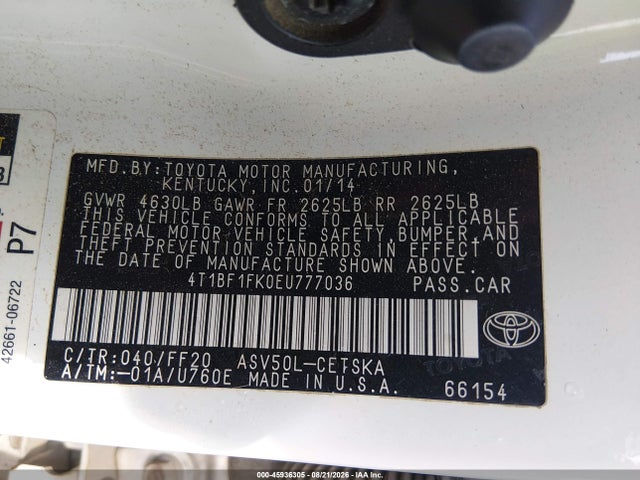 Продажа на аукционе авто 2014 Toyota Camry Se, vin: 4T1BF1FK0EU777036, номер лота: 45936305