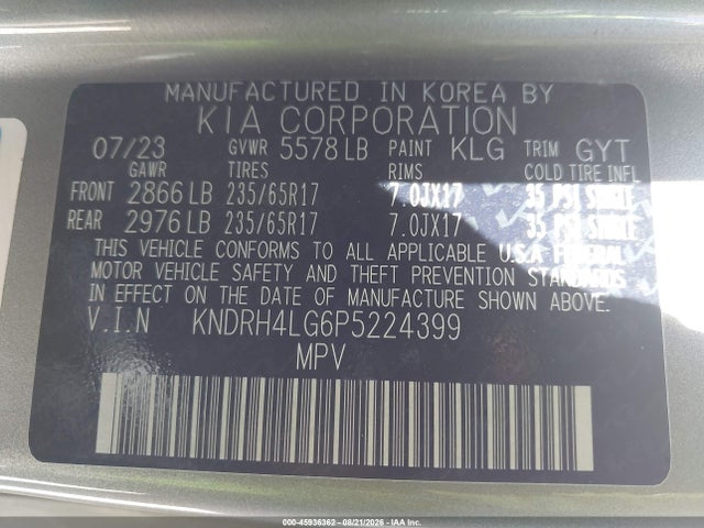 Продажа на аукционе авто 2023 Kia Sorento Hybrid Ex, vin: KNDRH4LG6P5224399, номер лота: 45936362