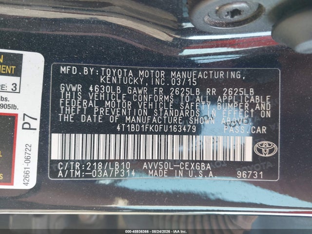 Продаж на аукціоні авто 2015 Toyota Camry Hybrid Xle, vin: 4T1BD1FK0FU163479, номер лоту: 45936366