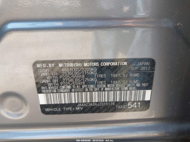 Aukcja sprzedaży 2018 Mitsubishi Outlander Se, vin: JA4AZ3A3XJZ015116, numer aukcji: 45936369