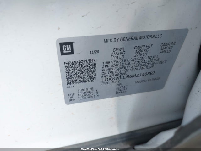 GMC Acadia Awd At4 2021 1GKKNLLS6MZ140892 Image 9