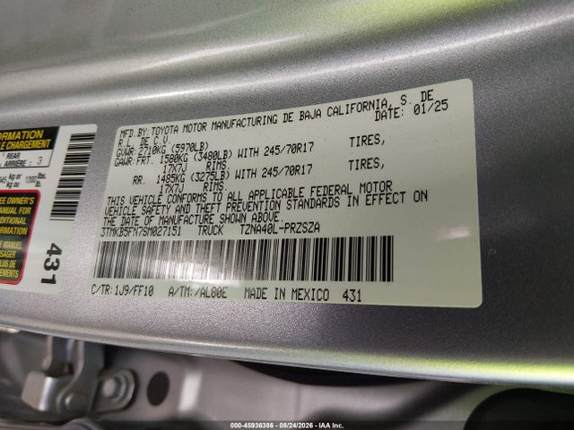 Toyota Tacoma Sr5 2025 3TMKB5FN7SM027151 Image 9